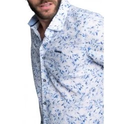 Chemise Avec Manches Courtes Et Col Français Delahaye Coton Blanc Fleuri -Passons à la mode masculine ! 115412 150055vt chemise avec manches courtes et col francais delahaye coton blanc fleuri 02 600x600