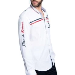 Chemise Avec Manches Longues Et Col Américain Delahaye Coton Blanc -Passons à la mode masculine ! 115423 150044vt chemise avec manches longues et col americain delahaye coton blanc 04 600x600