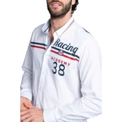 Chemise Avec Manches Longues Et Col Américain Delahaye Coton Blanc -Passons à la mode masculine ! 115423 150044vt chemise avec manches longues et col americain delahaye coton blanc 06 600x600