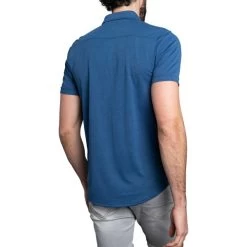 Chemise Avec Manches Courtes Et Col Américain Delahaye Bleu -Passons à la mode masculine ! 115426 150041vt chemise avec manches courtes et col americain delahaye bleu 04 600x600