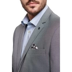 Blazer Avec Manches Longues Et Col Cubain Delahaye Gris -Passons à la mode masculine ! 115437 150029vt blazer avec manches longues et col cubain delahaye gris 04 600x600