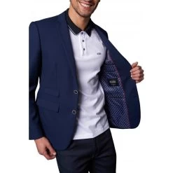 Blazer Avec Manches Longues Et Col Cubain Delahaye Marine -Passons à la mode masculine ! 115438 150028vt blazer avec manches longues et col cubain delahaye marine 04 600x600