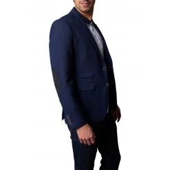 Blazer Avec Manches Longues Et Col Cubain Delahaye Marine -Passons à la mode masculine ! 115438 150028vt blazer avec manches longues et col cubain delahaye marine 05 600x600