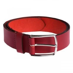 Ceinture Delahaye Cuir De Vache Rouge