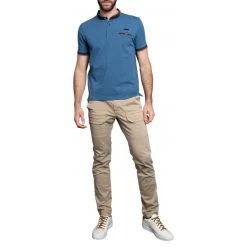 Polo Avec Manches Courtes Et Col Polo Delahaye Coton Bleu