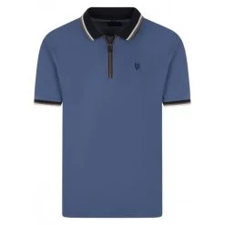 Polo Avec Manches Courtes Et Col Zippé CoFoX Coton Bleu