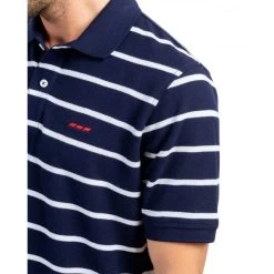 Polo Avec Manches Courtes Et Col Polo Mise Au Green Coton Et Lin Mélangé Marine Rayé -Passons à la mode masculine ! 115844 151081vt polo avec manches courtes et col polo mise au green coton et lin melange marine raye 04 600x600