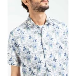 Chemise Avec Manches Courtes Et Col Français Mise Au Green Lin Et Coton Blanche -Passons à la mode masculine ! 115890 150995vt chemise avec manches courtes et col francais mise au green lin et coton blanche 03 600x600