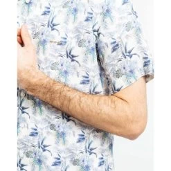 Chemise Avec Manches Courtes Et Col Français Mise Au Green Lin Et Coton Blanche -Passons à la mode masculine ! 115890 150995vt chemise avec manches courtes et col francais mise au green lin et coton blanche 04 600x600