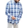 Chemise Avec Manches Longues Et Col Américain Mise Au Green Lin Bleu Vichy -Passons à la mode masculine ! 115896 150984vt chemise avec manches longues et col americain mise au green lin bleu vichy 01 600x600