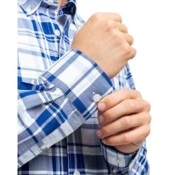 Chemise Avec Manches Longues Et Col Américain Mise Au Green Lin Bleu Vichy -Passons à la mode masculine ! 115896 150984vt chemise avec manches longues et col americain mise au green lin bleu vichy 04 600x600