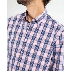 Chemise Avec Manches Longues Et Col Américain Mise Au Green Lin Rose Carreaux -Passons à la mode masculine ! 115897 150983vt chemise avec manches longues et col americain mise au green lin rose carreaux 03 600x600