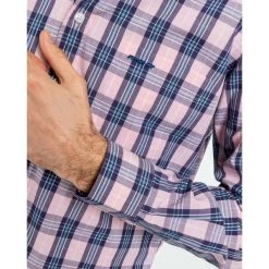 Chemise Avec Manches Longues Et Col Américain Mise Au Green Lin Rose Carreaux -Passons à la mode masculine ! 115897 150983vt chemise avec manches longues et col americain mise au green lin rose carreaux 04 600x600