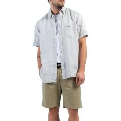 Chemise Avec Manches Courtes Et Col Américain Mise Au Green Lin Naturel