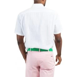 Chemise Avec Manches Courtes Et Col Américain Mise Au Green Lin Blanche -Passons à la mode masculine ! 115925 150943vt chemise avec manches courtes et col americain mise au green lin blanche 02 600x600