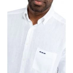 Chemise Avec Manches Courtes Et Col Américain Mise Au Green Lin Blanche -Passons à la mode masculine ! 115925 150943vt chemise avec manches courtes et col americain mise au green lin blanche 03 600x600