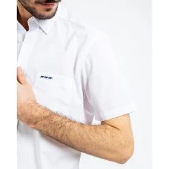 Chemise Avec Manches Courtes Et Col Américain Mise Au Green Coton Blanche -Passons à la mode masculine ! 116049 150962vt chemise avec manches courtes et col americain mise au green coton blanche 04 600x600