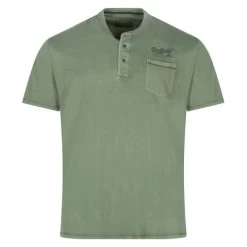 Tee-shirt Manches Courtes Avec Un Col Tunisien Redfield En Coton Kaki