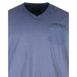 Tee-shirt Avec Manches Courtes Et Col V Redfield En Coton Bleu Imprimé Rayures -Passons à la mode masculine ! 116155 149935vt t shirt avec manches courtes et col v redfield coton bleu raye 03 600x600