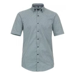 Chemise Avec Manches Courtes Et Col Américain Casa Moda Coton Vert