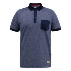 Polo Duke En Coton Avec Manches Courtes Et Col Français Bleu Marine Rayé