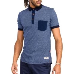 Polo Duke En Coton Avec Manches Courtes Et Col Français Bleu Marine Rayé -Passons à la mode masculine ! 116221 148479vt polo duke en coton avec manches courtes et col francais bleu marine raye 04 600x600