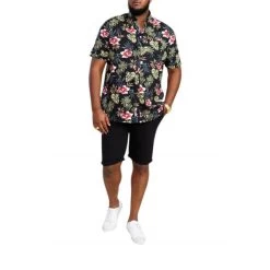 Chemise Duke En Coton Avec Manches Courtes Et Col Américain Noire Fleurie -Passons à la mode masculine ! 116222 148478vt chemise duke en coton avec manches courtes et col americain noire fleurie 03 600x600