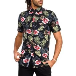 Chemise Duke En Coton Avec Manches Courtes Et Col Américain Noire Fleurie -Passons à la mode masculine ! 116222 148478vt chemise duke en coton avec manches courtes et col americain noire fleurie 04 600x600