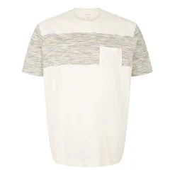 T-shirt Avec Manches Courtes Et Col Rond Tom Tailor + Coton écru Chiné