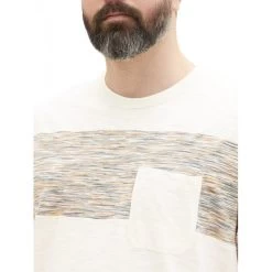 T-shirt Avec Manches Courtes Et Col Rond Tom Tailor + Coton écru Chiné -Passons à la mode masculine ! 116255 147814vt t shirt avec manches courtes et col rond tom tailor coton ecru chine 04 600x600