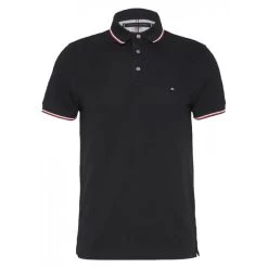 Polo Avec Manches Courtes Et Col Boutonné Tommy Hilfiger Big & Tall Coton Noir Maille Piquée
