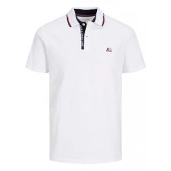 Polo Avec Manches Courtes Et Col Boutonné Jack & Jones + Grande Taille Coton Blanc Maille Piquée