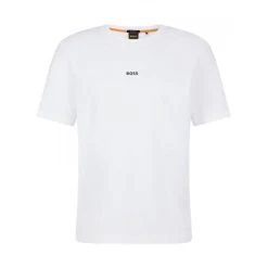 T-shirt Boss En Coton Stretch Blanc à Coupe Droite Et Logo Brodé