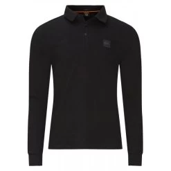 Polo Boss En Maille Piquée De Coton Noir à Manches Longues