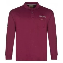 Polo Redfield En Coton Avec Manches Longues Et Col Polo Bordeaux
