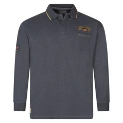 Polo Redfield Coton Mélangé Droite Avec Manches Longues Et Col Boutonné Gris Maille Piquée