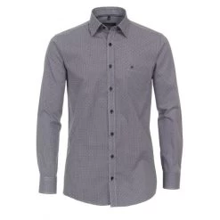 Chemise Casa Moda En Coton Regular Intermédiaire Avec Manches Longues Et Col Kent Bordeaux