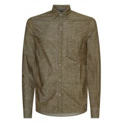 Chemise Tommy Hilfiger Big & Tall En Coton Biologique Mélangé Avec Manches Longues Et Col Américain Kaki