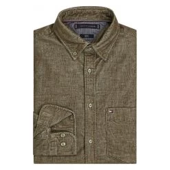 Chemise Tommy Hilfiger Big & Tall En Coton Biologique Mélangé Avec Manches Longues Et Col Américain Kaki -Passons à la mode masculine ! 116493 141758vt chemise tommy hilfiger big et tall en coton biologique melange slim avec manches longues et col americain kaki 04 600x600