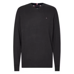 Pull Col V Tommy Hilfiger Big & Tall En Coton Anthracite