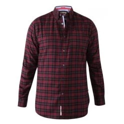 Chemise Duke Holton En Coton Ajustée Avec Manches Longues Et Col Italien Rouge à Carreaux