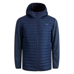 Doudoune à Capuche JACK & JONES + à Coupe Droite Bleu Marine Matelassée