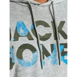 Sweat Jack & Jones + En Coton Mélangé Avec Manches Longues Et Col à Capuche Gris -Passons à la mode masculine ! 116664 123313vt sweat jack et jones en coton melange avec manches longues et col a capuche gris 03 600x600