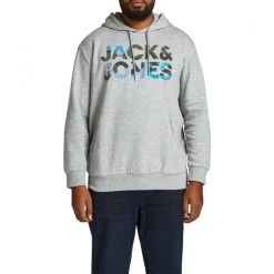 Sweat Jack & Jones + En Coton Mélangé Avec Manches Longues Et Col à Capuche Gris -Passons à la mode masculine ! 116664 123313vt sweat jack et jones en coton melange avec manches longues et col a capuche gris 07 600x600