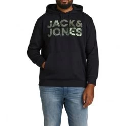 Sweat Jack & Jones + En Coton Mélangé Avec Manches Longues Et Col à Capuche Noir -Passons à la mode masculine ! 116665 123312vt sweat jack et jones en coton melange avec manches longues et col a capuche noir 03 600x600