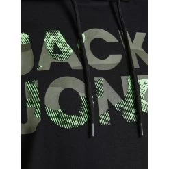 Sweat Jack & Jones + En Coton Mélangé Avec Manches Longues Et Col à Capuche Noir -Passons à la mode masculine ! 116665 123312vt sweat jack et jones en coton melange avec manches longues et col a capuche noir 06 600x600
