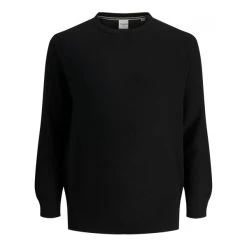 Pull Avec Manches Longues Et Col Rond Jack & Jones + Aaron Coton Noir Maille Piquée