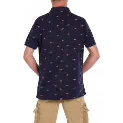 Polo J&JOY En Coton Avec Manches Courtes Et Col Français Bleu Marine Imprimé Oiseaux -Passons à la mode masculine ! 116742 112049vt polo jetjoy en coton avec manches courtes et col francais bleu marine imprime oiseaux 04 600x600