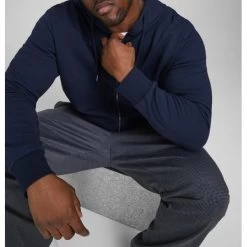 Sweat à Capuche JACK & JONES + BASIC En Coton Mélangé Bleu Marine -Passons à la mode masculine ! 116753 109842vt sweat a capuche jack et jones basic en coton melange bleu marine 05 600x600