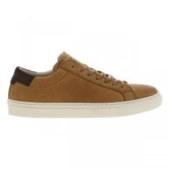 Baskets JACK & JONES En Cuir Cognac Et à Lacets Plats
